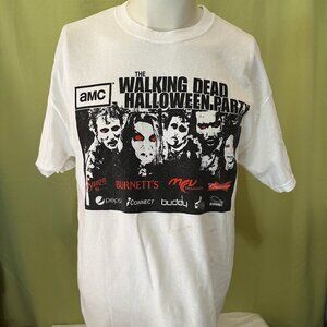 Walking Dead Halloween Party AMC Men's White T Shirt Large Port & Company